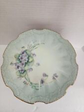 Antique Hand Painted Plate Artist SIGNED Floral Dish Gold Floral 8 1/4” Dia picture
