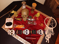Witchcraft Altar Items, Skull, Pentagram Mandela, Wand,Candles, Charcoal Tongs picture