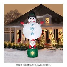 Gemmy 12' Airblown Snowman Hot Air Balloon Lighted Christmas Inflatable picture