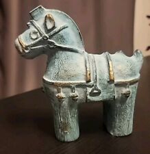 (J24) Vintage Japanese Statue Iron Horse Ornament Figurine Haniwa Zodiac RARE picture