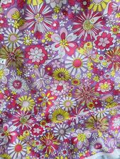 Flower Power Groovy Mod Fabric Vintage Floral Material Polyester Scrap Remnant picture