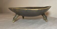 antique signed Japanese studio art green glazed pottery footed bowl sculpture picture