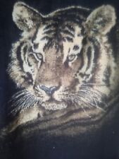 Biederlack Gold+Black Tiger Head Leopard Print Border Reversible Blanket 51x78
