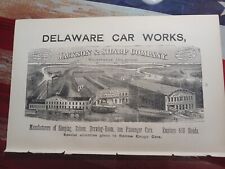 1872 Print Ad Picture DELAWARE CAR WORKS factory Railroad Sleeping Saloon Cars picture