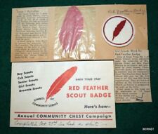 UNIQUE GIRL SCOUTS 1947 RED FEATHER FELT PATCH AND APPLICATION picture