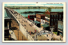 1942 Free Bridge Albert Pike Highway Fort Smith AR Postcard picture