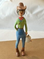 Vintage Hand Carved Folk Art Wood Cowgirl picture