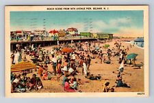 Belmar NJ-New Jersey, Beach Scene From 16th Avenue Pier, Vintage c1944 Postcard picture