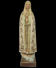 Antique Our Lady of Fatima Praying Hands Long Rosary Chalkware Statue 12