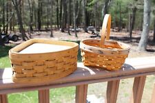 Vtg Handmade Baskets Longaberger Swinging Handle Medium Handwoven Easter Fruit picture