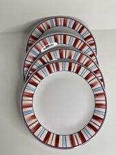 2002 Longaberger Red, White, Blue Melamine Stars Stripes Set of 4 Dinner Plates picture
