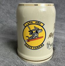 Hahn Air AFB Beer Stein 80s USAF West Germany 496 AMU Cave Canem Ceramic Mug picture