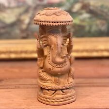 Wooden Hand Carved Elephant Ganesha Ganpati Vinayak Indian Hindu Lord 4.75x2.75