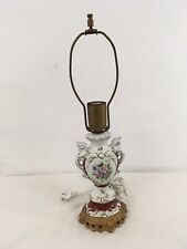 Vtg French Provincial Urn Style Cast Iron Base Porcelain Nightstand Desk Lamp picture