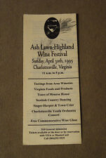 Ash Lawn / Highland Wine Festival Brochure - April 30, 1995 picture
