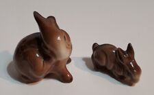 Vtg Beswick England Rabbit Figurines Brown Ceramic Bunnies Lot Of 2 RARE 50s picture