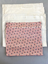 Vintage Antique Handmade Pillow Cases White Button Close and Red Stripe Lot of 3 picture