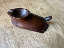 Vintage Folk Art Carved Wood Wooden Foot Feet Ashtray picture