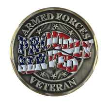 US Navy CHALLENGE COIN US ARMED FORCES VETERAN PROUDLY SERVED UNITED STATES NAVY picture