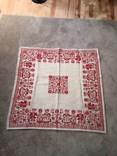 Vtg Linen/Cotton Austrian Folk Traditional Scandi Style Square Tablecloth 37