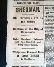 Abe CHRISTMAS PRESENT Sherman Captures Savannah Georgia 1864 Civil War Newspaper picture