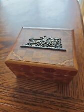 Vintage Wooden Box With A Western Theme Made In Japan picture