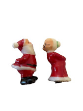 VTG Mini / SMALL Plastic Christmas Decoration Mr. & Mrs. SANTA Claus FIGURE 2