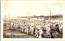 RPPC U.S. Navy Sailors Large Social Gathering Guantanamo Bay Cuba Camp Ships picture