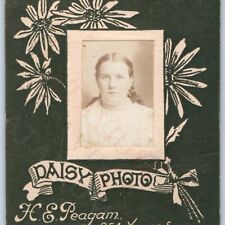c1880s Toronto, Canada Young Lady Cabinet Card Daisy Photo Booth? HE Peagam H37 picture