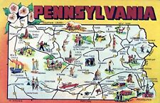Greetings From Pennsylvania Map UNP Postcard picture