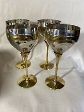 Vintage Brass Silver Plate Wine Goblet Made In India 4 picture