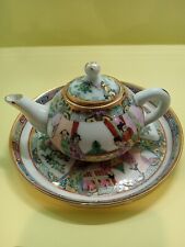 Vintage Chineese Porcelain Handpainted Gold Trim  One Cup Tea Pot / Plate/ Tray picture