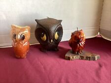 3 Vintage/Mid Century Collectible Owl Candles COOOL picture