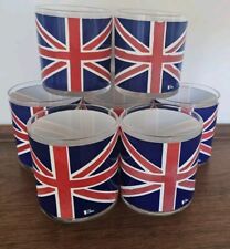Mid Century Cera British Flag Glasses Cocktail Tumblers Union Jack VTG Barware picture