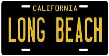 LONG BEACH California 1960's Black Aluminum CA License Plate picture
