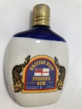 Vintage British Navy Pusser's Rum Hand Cast Porcelain Hip Flask Empty Bottle picture
