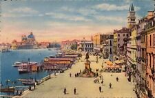 Vintage Postcard Venice Italy Riva deqil Schiavoni aerial view boardwalk picture
