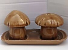 Anthropologie Mushroom Salt And Pepper Shakers Set with Dish picture