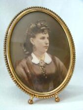 Antique Hand Colored Woman in Beautiful Gown Oval Framed Photograph picture