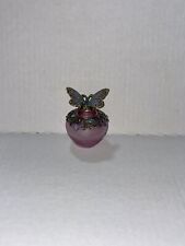 Purple Butterfly Enameled Vintage Collectable Glass Perfume Bottle￼ picture