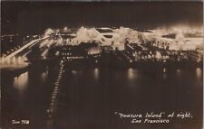 San Francisco, CA: RPPC Treasure Island At Night, California Zan Photo Postcard picture