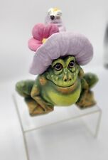 Vintage 90s Pete Apsit  Frog Toad Figurine Large Eyes Spring Hat Bee Collectible picture