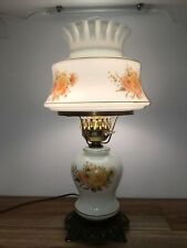Vintage Accurate Casting Orange Floral GWTW Hurricane Table Lamp 20 inches Tall picture
