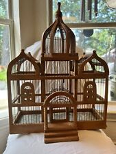 Antique Bird Cage Victorian Style Bird House Wooden & Wired w/ Drop Tray picture