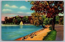 Indiana Avilla Cancel 1955 Vintage Country Road Lakefront Reflection Postcard picture