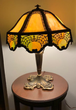 Antique Chicago Empire Slag Glass Lamp LARGE Professionally Rewired GORGEOUS picture