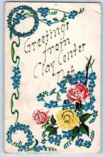 c1905 Greetings From Clay Center Glitter Nebraska Correspondence Posted Postcard picture