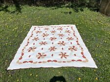 Vintage Brown And White Fall Design Hand Stitched Quilt 88