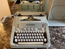 Vintage 1960’s HERMES 3000 Portable Typewriter Sea Foam Green With Case and Key picture