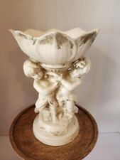 Gorgeous Porcelain Two Cherubs Figurine Soap/Candle Holder /Off White/Gold picture